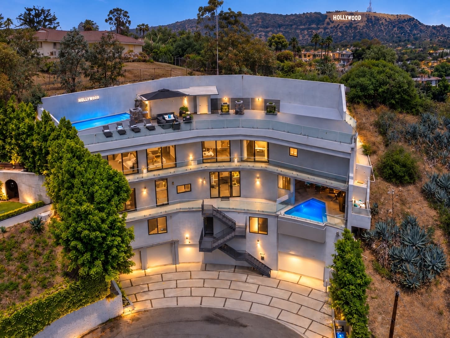 Newly Built Modern View Estate with 2 pools & rare 5 car garage!