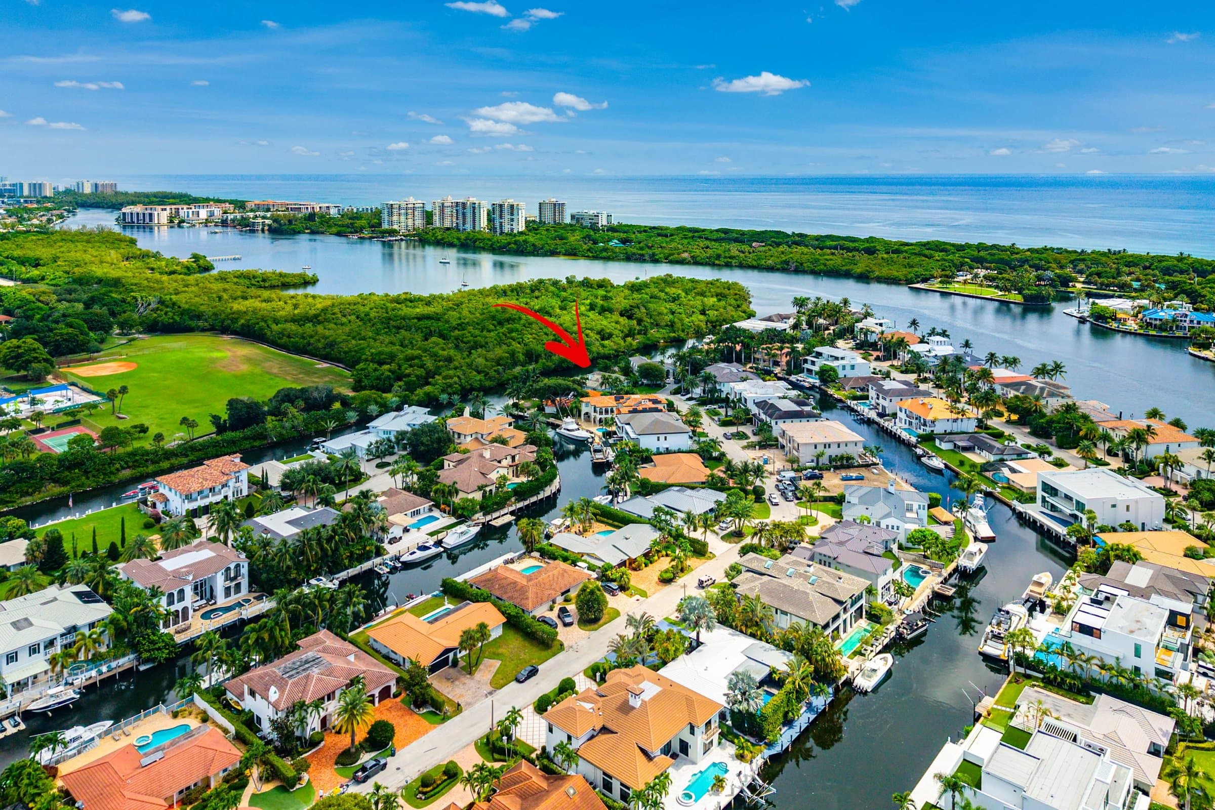 194' of Prime Waterfrontage with Views of Lake Wyman Park & the Intracoastal in Golden Harbour, East Boca Raton!